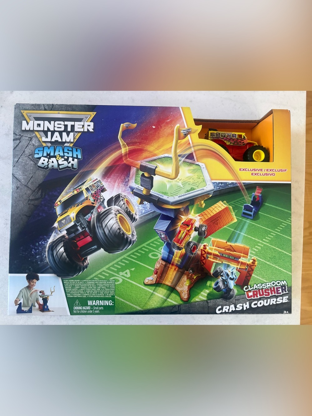 Monster Jam Smash & Bash Classroom Crusher Crash Course - Yellow & Orange